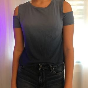 Blue ombré off the shoulder crop top